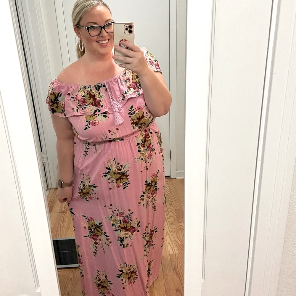 Pink floral maxi dress
